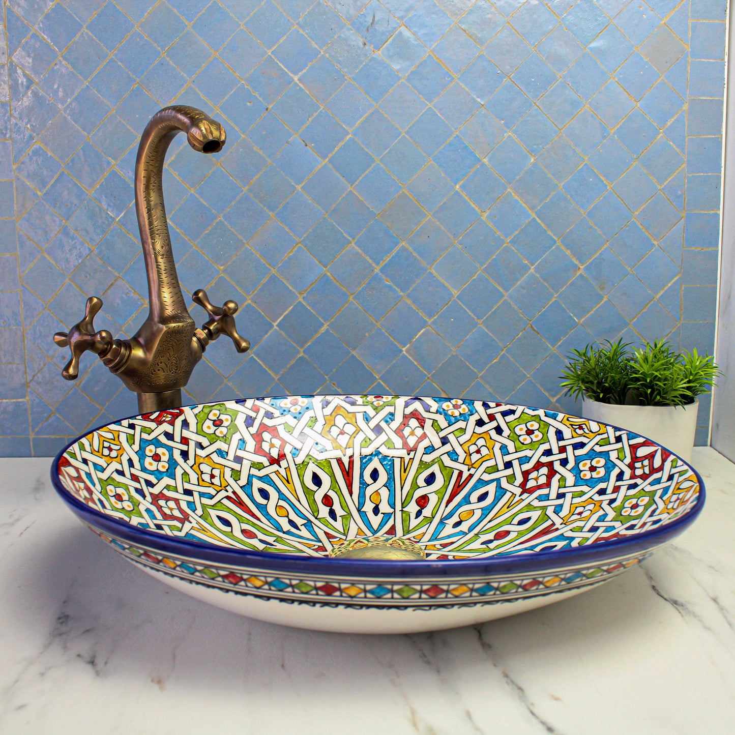 Lavabo de salle de bain ovale en céramique - Forme tortue
