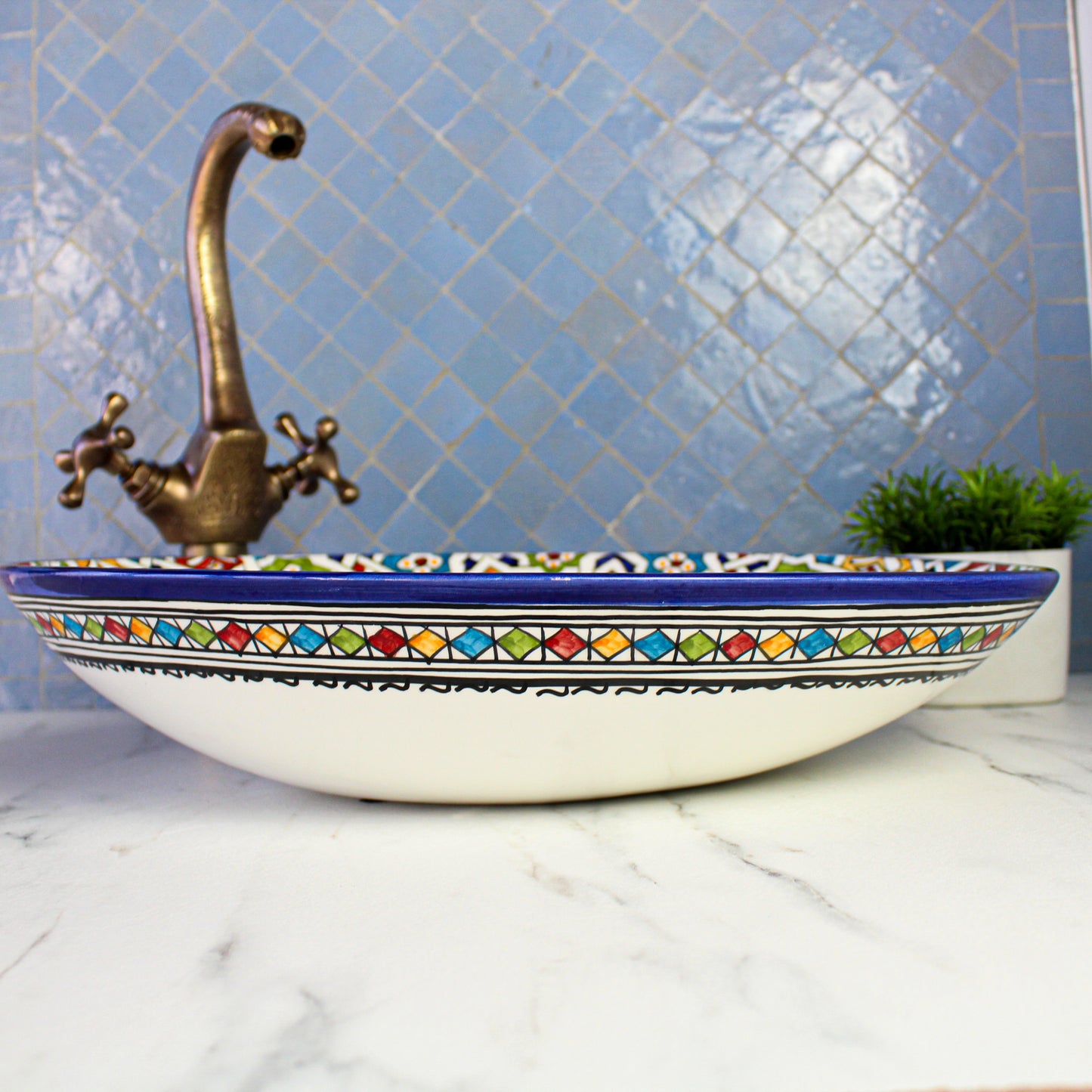 Lavabo de salle de bain ovale en céramique - Forme tortue