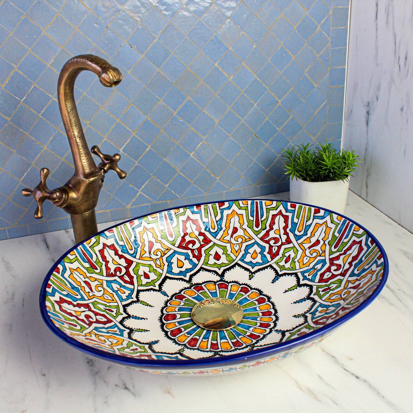 Oval Ceramic Vessel Sink - Turtle Style shape