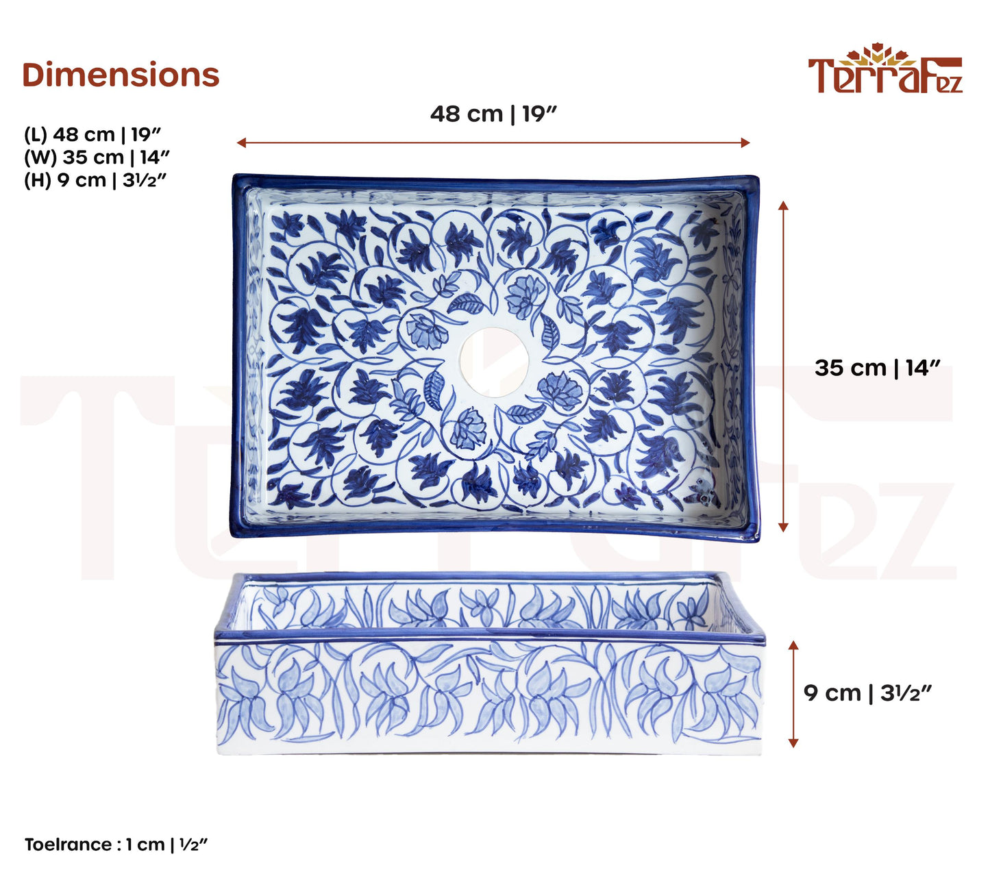 Rectangular Yasmine Blue