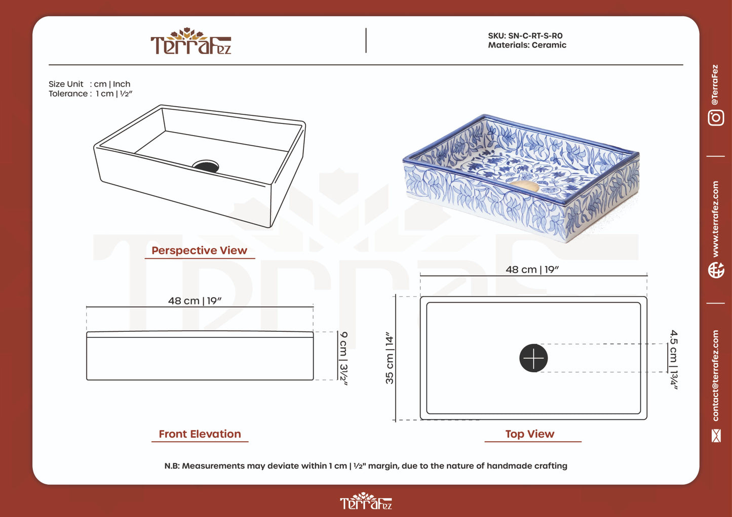 Rectangular Yasmine Blue