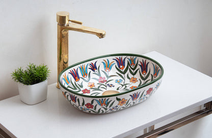 Oval Floral Chevron - Multicolor