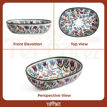 Oval Floral Chevron - Multicolor