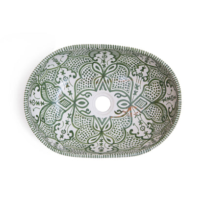 Oval Floral Lattice - Sage