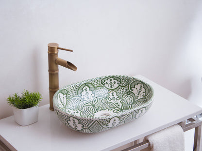 Oval Floral Lattice - Sage