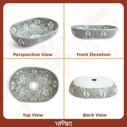 Oval Floral Lattice - Sage