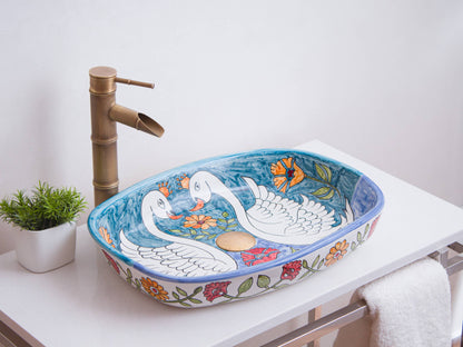 Oval Swan Lake - Azure