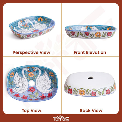 Oval Swan Lake - Azure