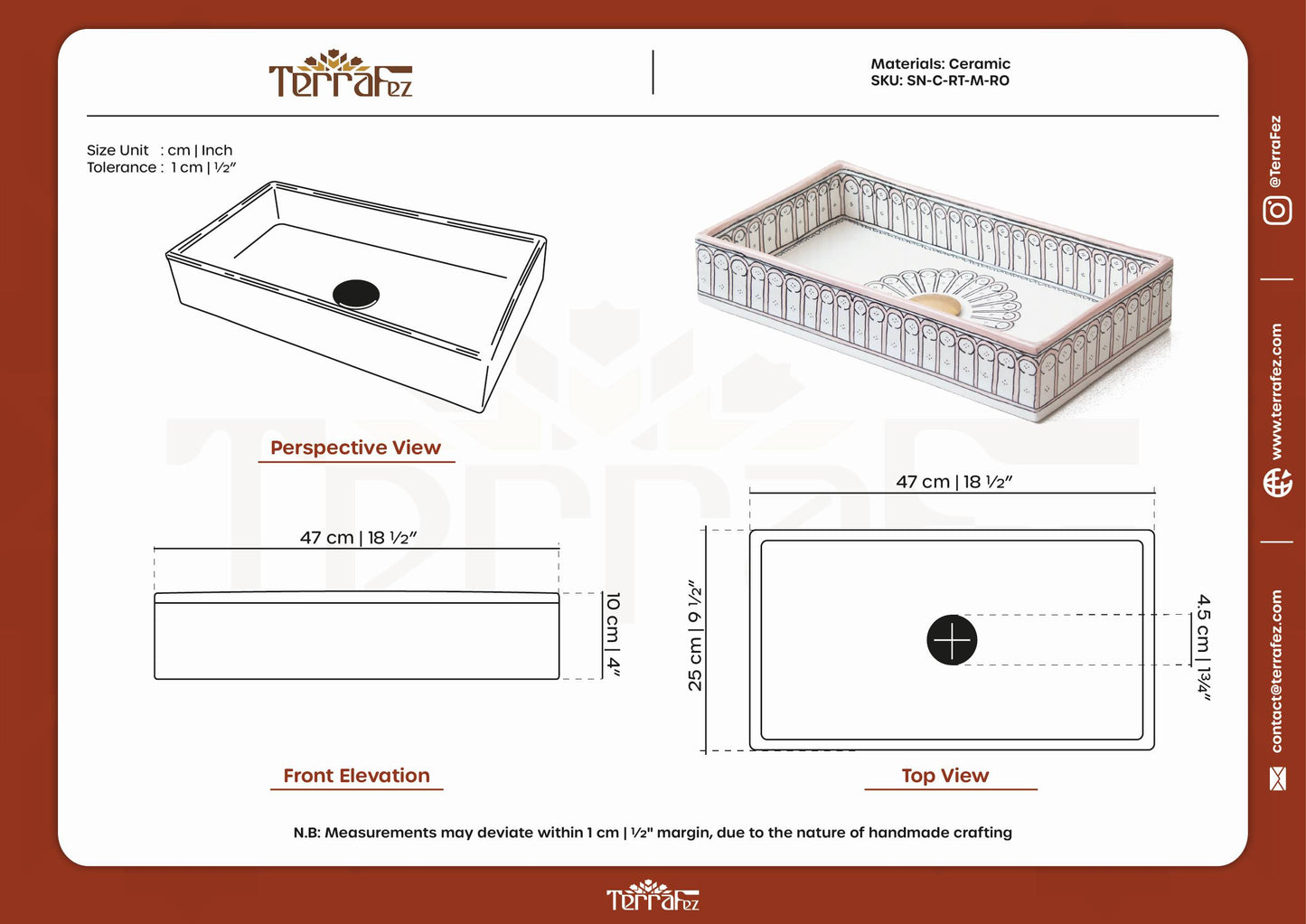 Rectangular Alhambra - Rose