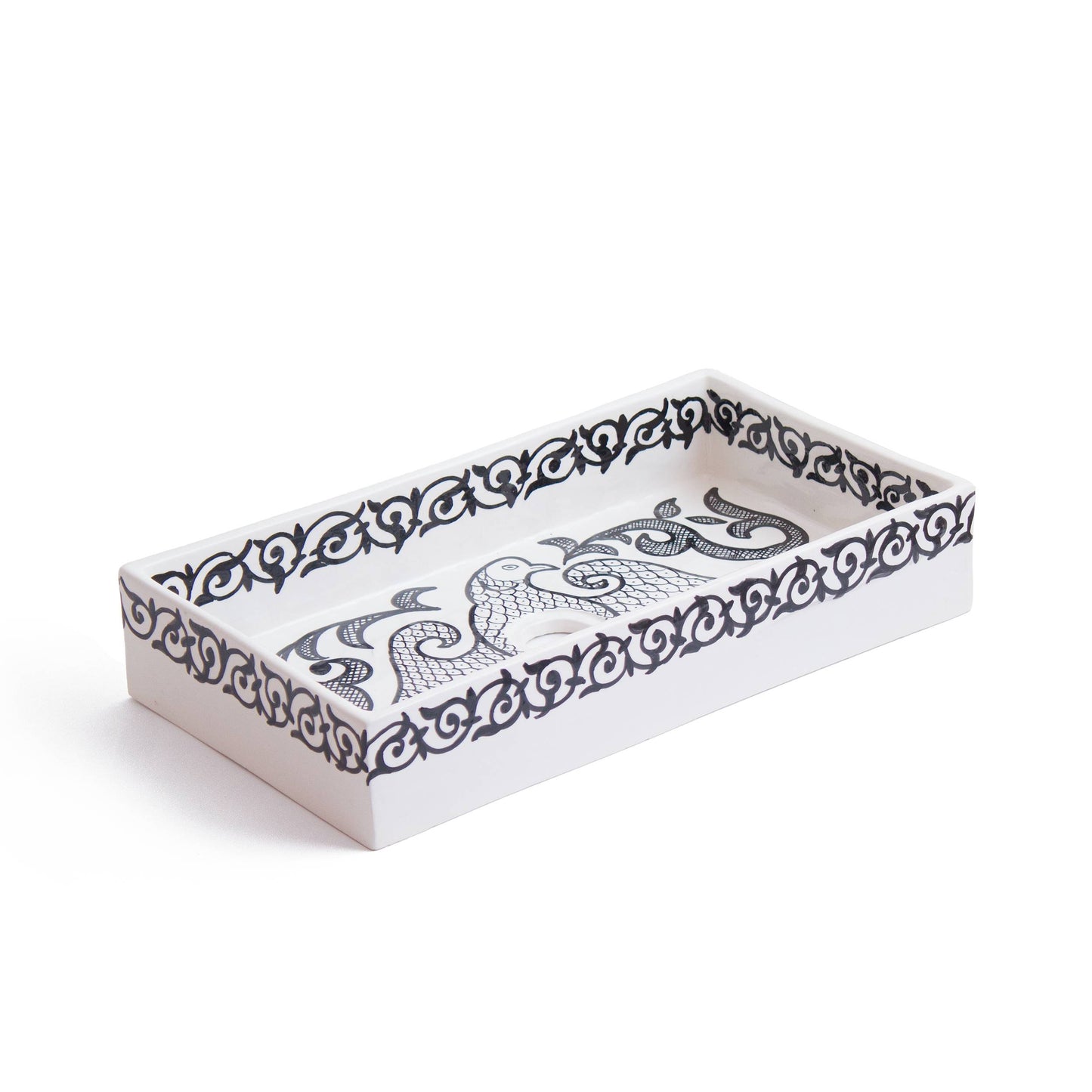 Rectangular Peacock Scroll