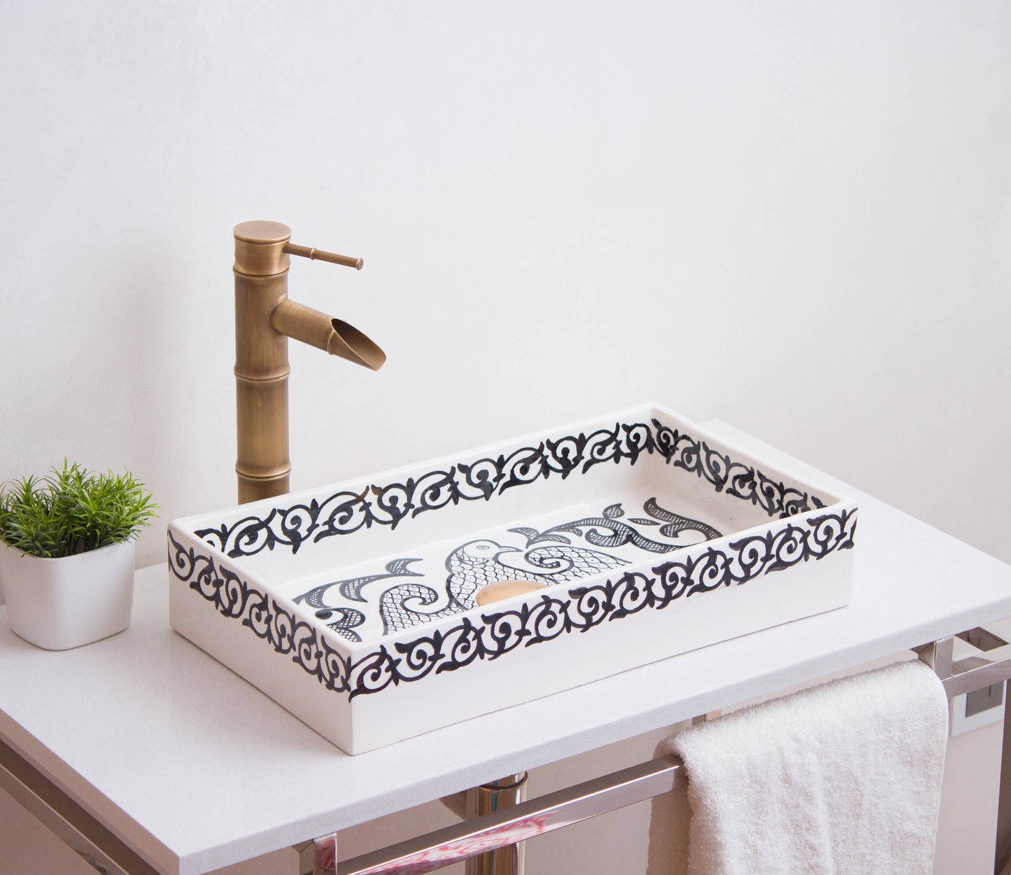 Rectangular Peacock Scroll