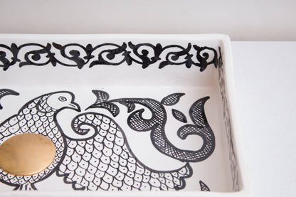 Rectangular Peacock Scroll