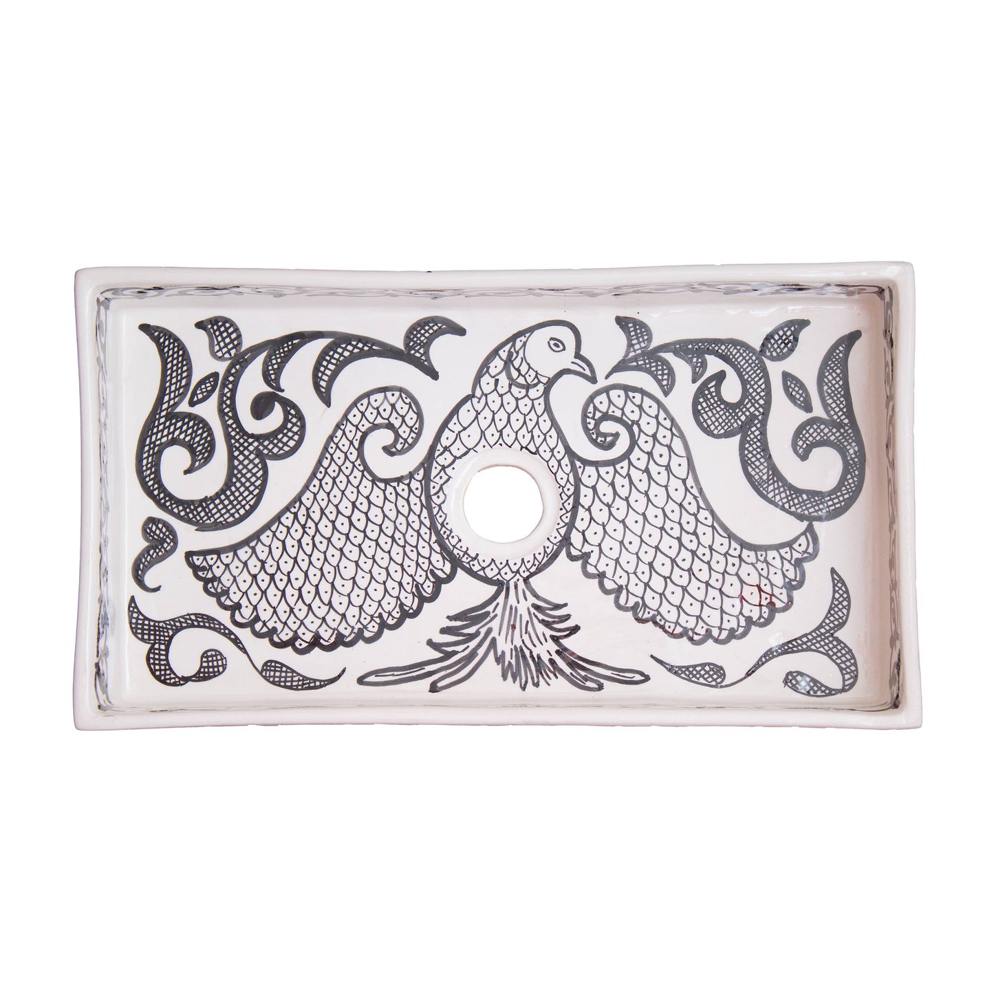 Rectangular Peacock Scroll