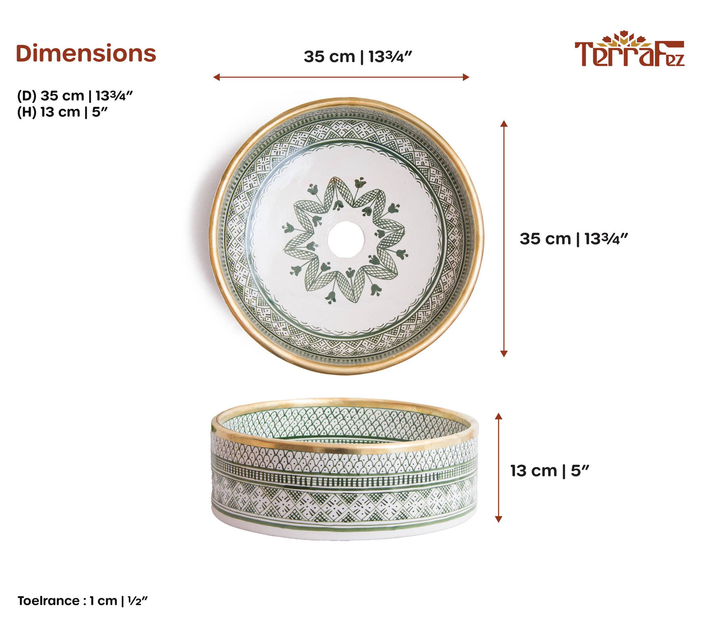 Round Heritage - Green with Brass Rim