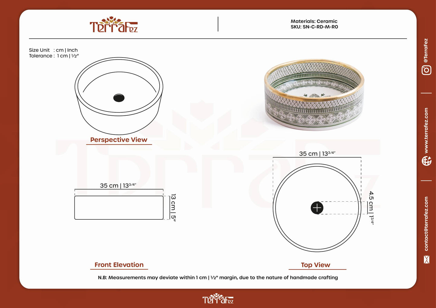 Round Heritage - Green with Brass Rim