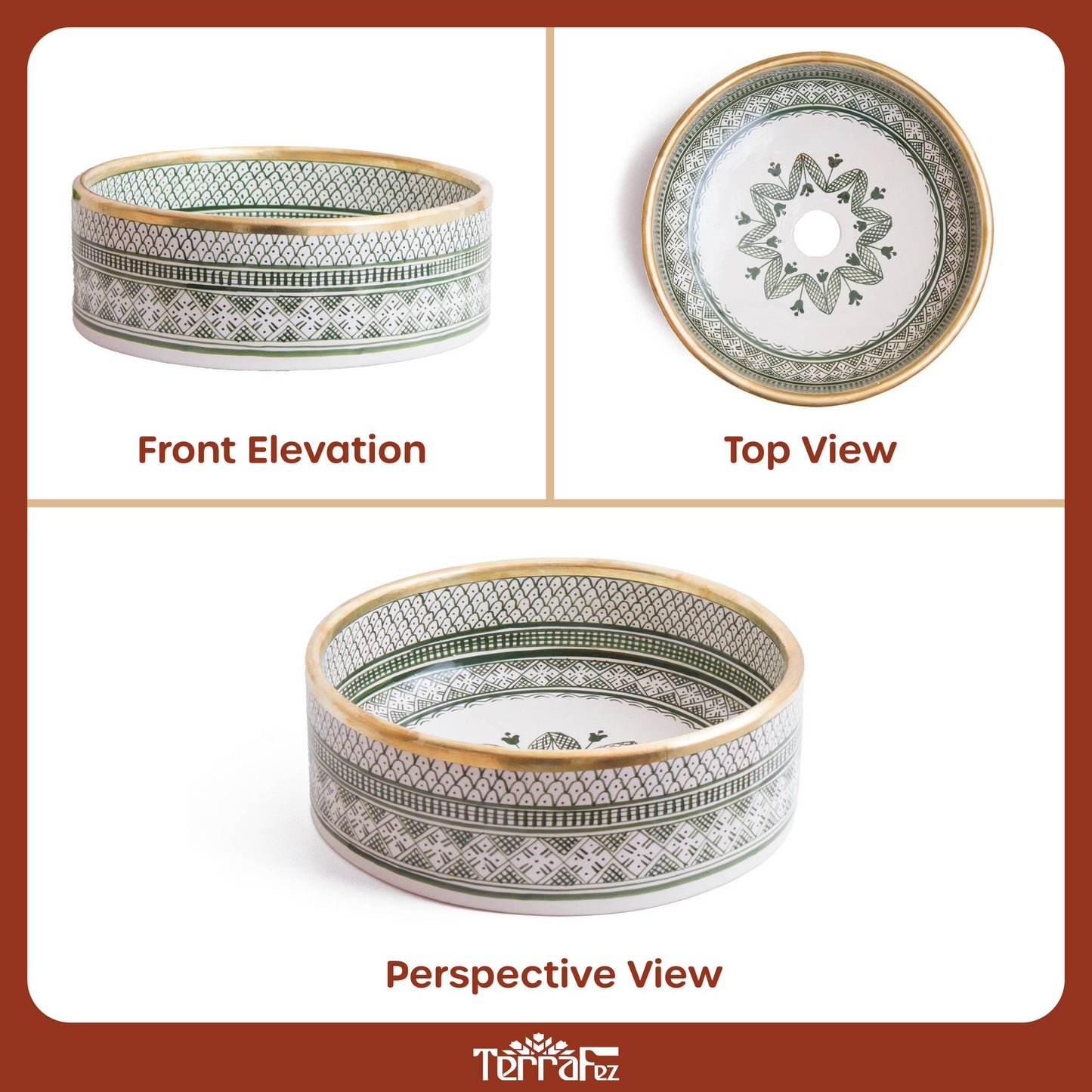 Round Heritage - Green with Brass Rim