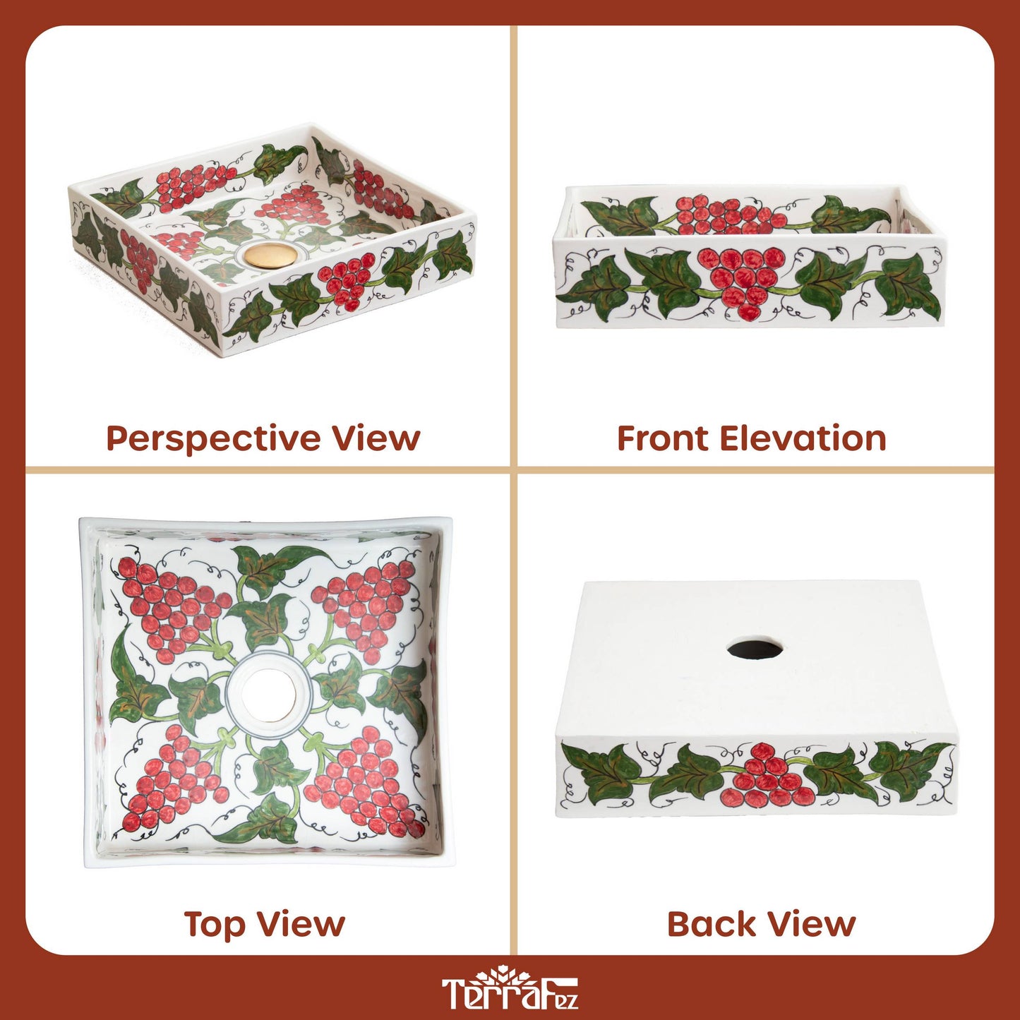 Square Grape Vines - Burgundy