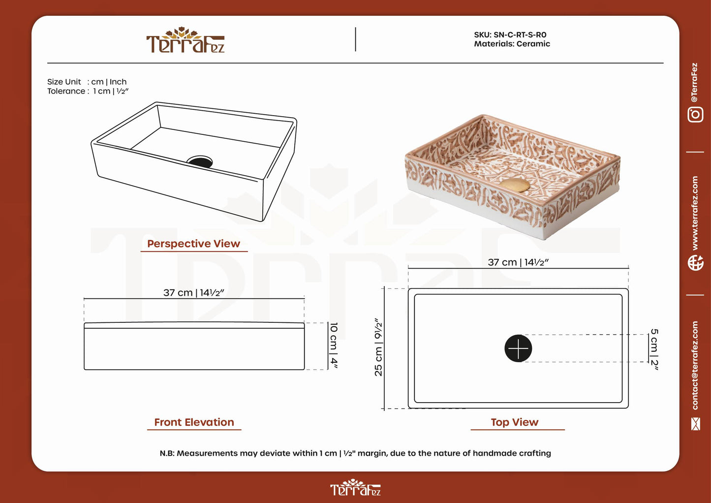 Mini Rectangular Arabeska - Terracotta
