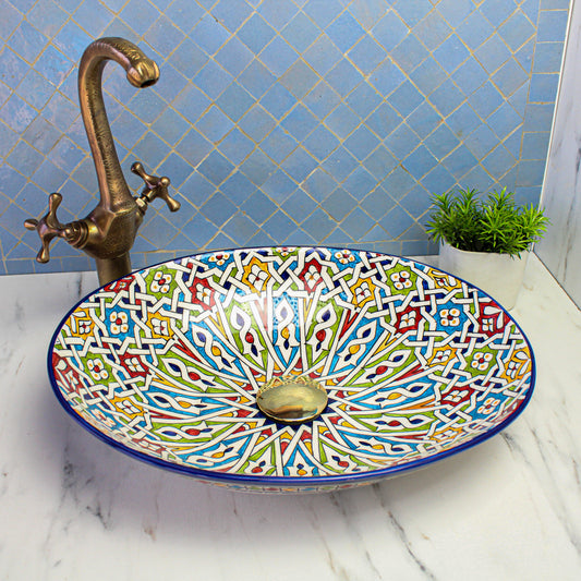 Oval Ceramic Bathroom sink - Turtle Style shape