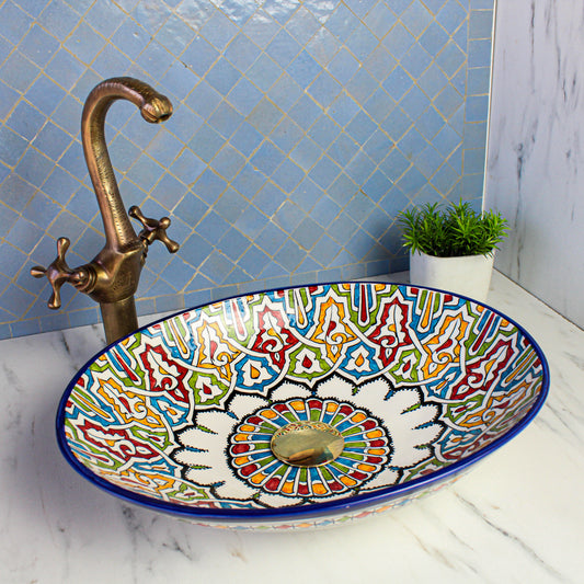 Oval Ceramic Vessel Sink - Turtle Style shape