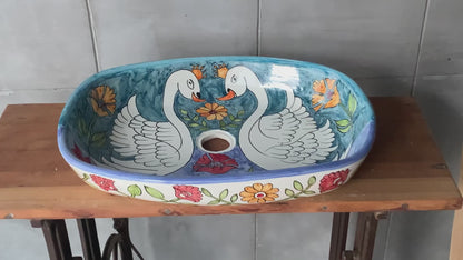 Oval Swan Lake - Azure