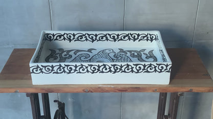 Rectangular Peacock Scroll