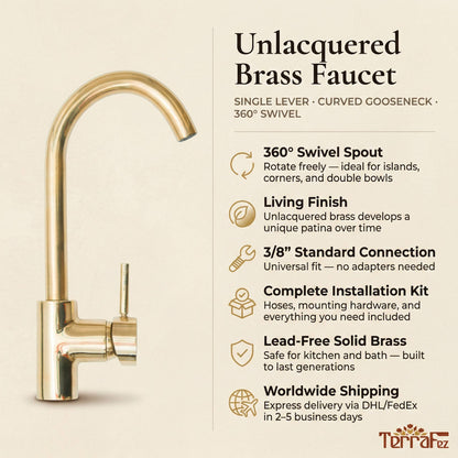 Unlacquered Brass Mixer Faucet