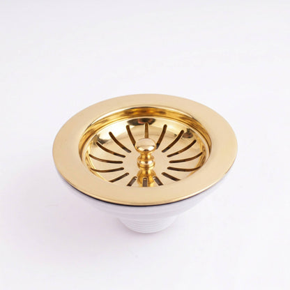 Solid Brass Kitchen Sink Drain Assembly, 3.5" Basket Strainer, Antique or Polished